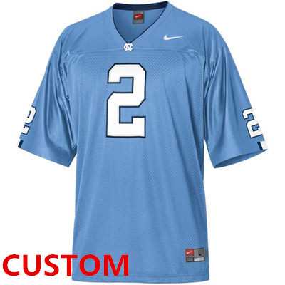 Mens North Carolina Tar Heels (UNC) Customized Nike Replica Football Jersey - Carolina Blue->customized ncaa jersey->Custom Jersey